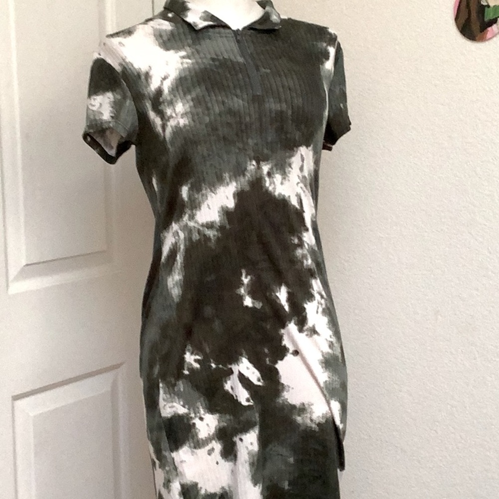 Green and white dress